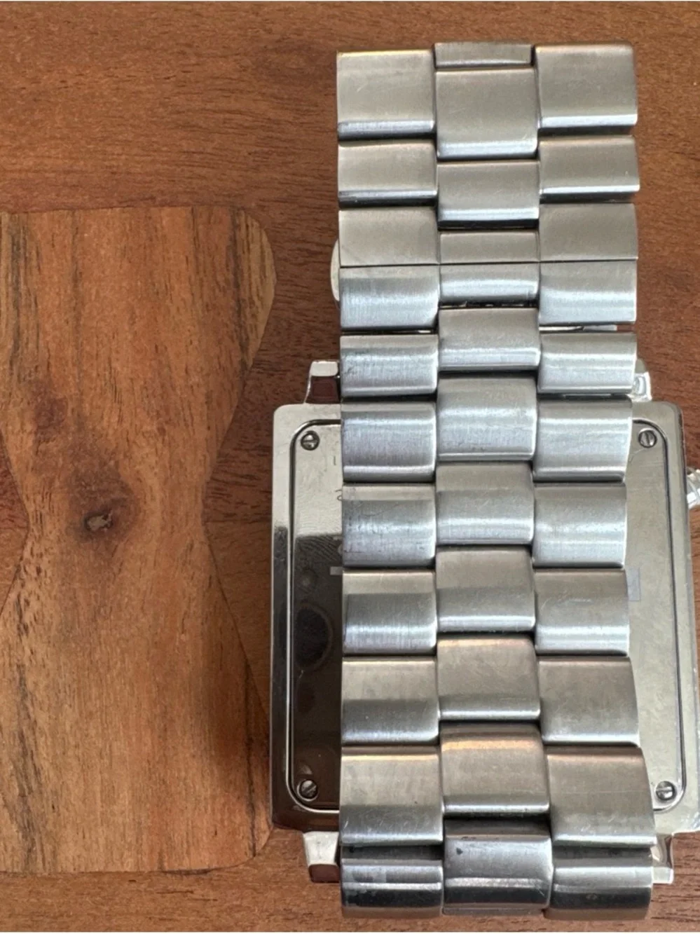 Men's Silver Stainless Steel Square Watch - Silver Dial